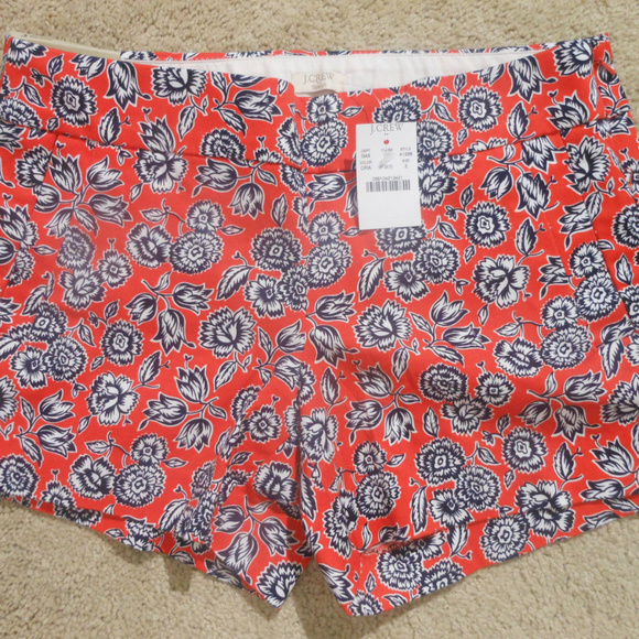 J. Crew Factory Pants - J CREW 4" Printed Stretch Chino Shorts 2 RedOrange